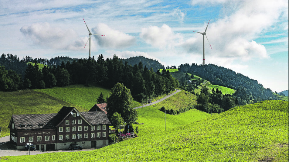 Visualisierung der geplanten Windkraftanlage in Oberegg. (Archivbild)