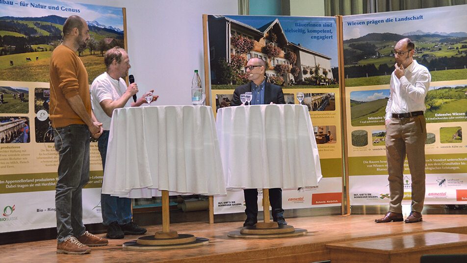 Den Abschluss der Januartagung bildete das Podiumsgespräch unter der Leitung von Matthias Tobler vom Ausserrhoder Bauernverband.  (Bilder: Claudia Manser)
