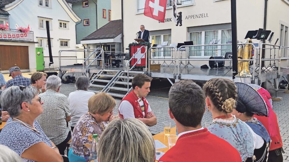 Der Glarner Regierungsrat Andrea Bettiga war Gastredner bei der 1.-August-Feier in Appenzell. (Bild: Myriam Schaufelberger)