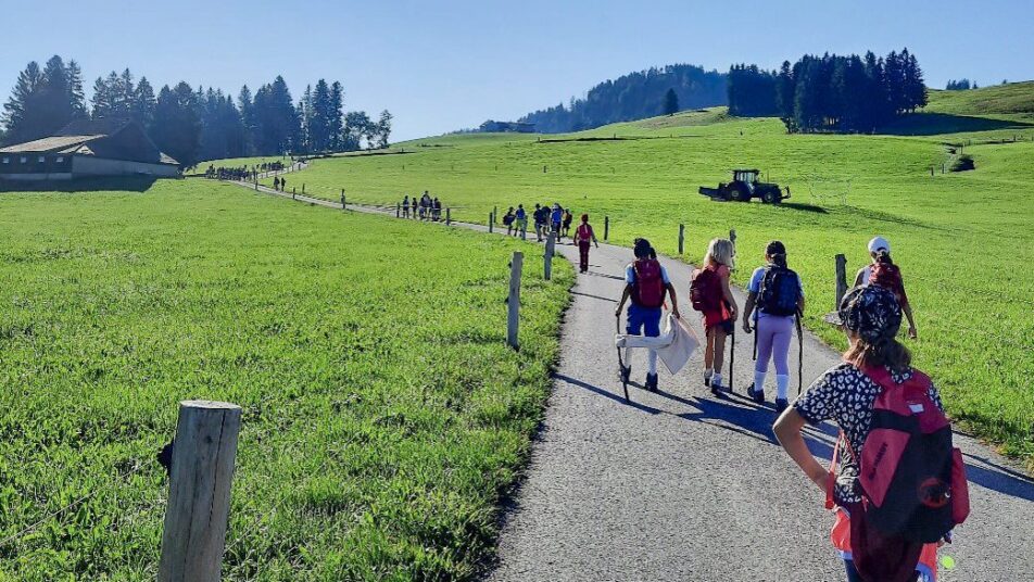 Warmer Sonnenschein begleitete die Appenzeller Kinder beim Wandern. (Bild: zVg)